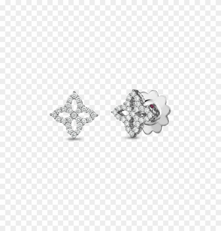 Roberto Coin 18kt Diamond Outline Small Flower Stud - Earring Clipart #352656