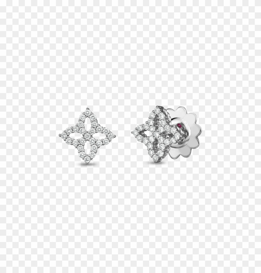 Roberto Coin 18kt Diamond Outline Small Flower Stud - Earring Clipart #352656