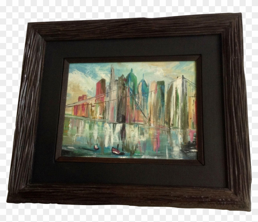 New York City Skyline Brooklyn Bridge Cityscape Oil Clipart