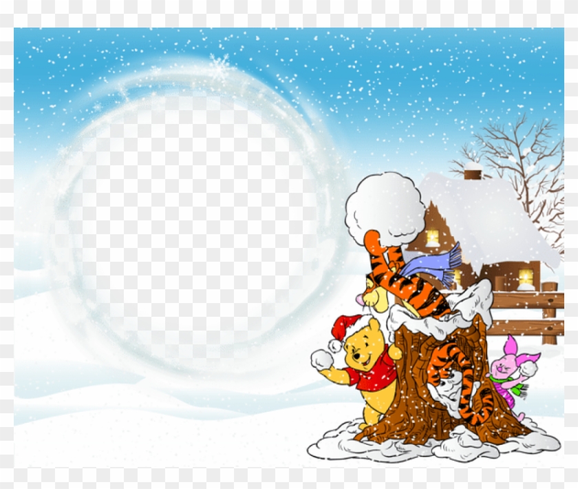 Christmas Transparent Frame With Winnie The Pooh Png - Winnie The Pooh Christmas Png Clipart