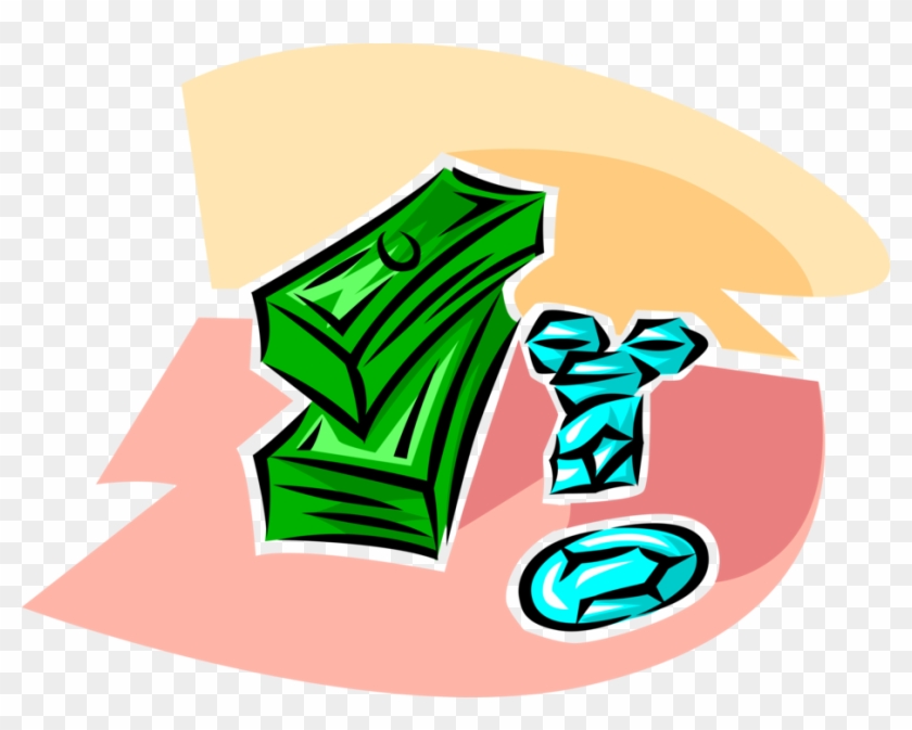 Vector Illustration Of Stacks Of Cash Money Dollars - Illustration Clipart