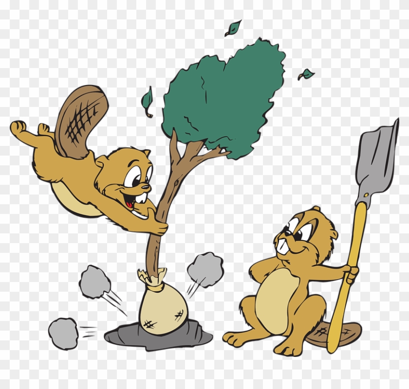 Animals Tree Shovel Hole Dirt Planting Dig - Cartoon Animals Planting Trees Clipart