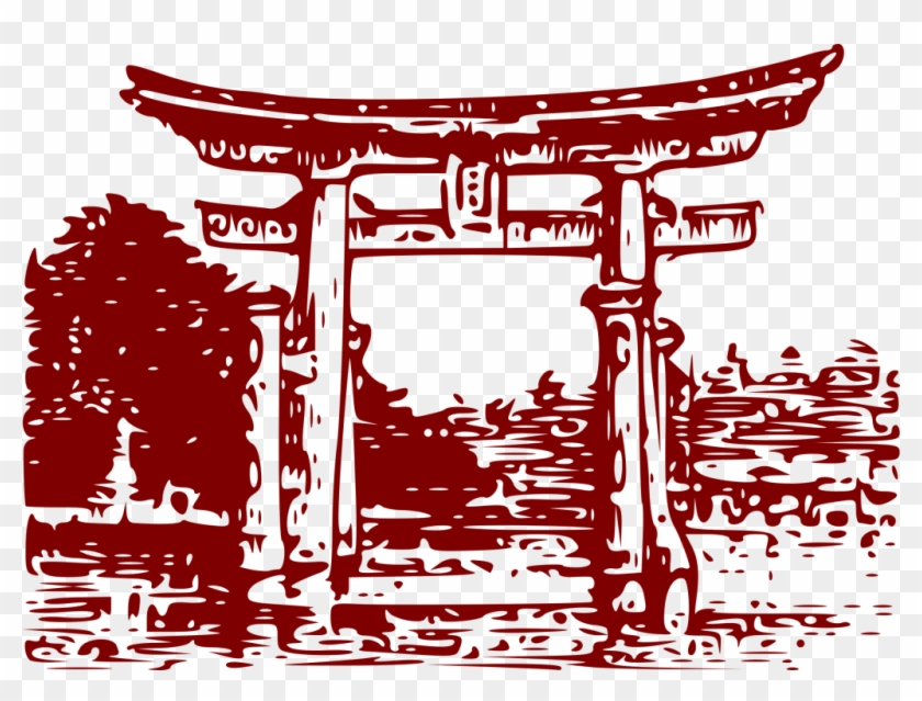 Torii Gate Png Clipart - Torii Gate Miyajima Painting Transparent Png