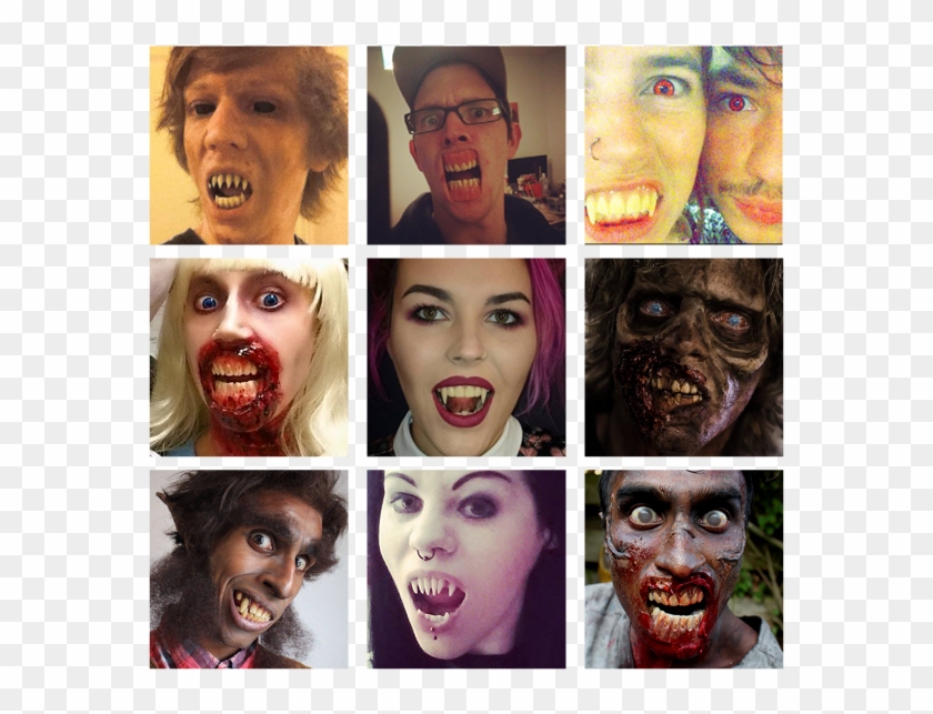 Transition Dentures, Monster Teeth, Vampfangs, Vampire - Collage Clipart #354457