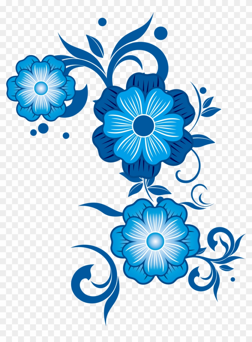 Flower Blue Pattern - Blue Flowers Vector Png Clipart (#355406) - PikPng