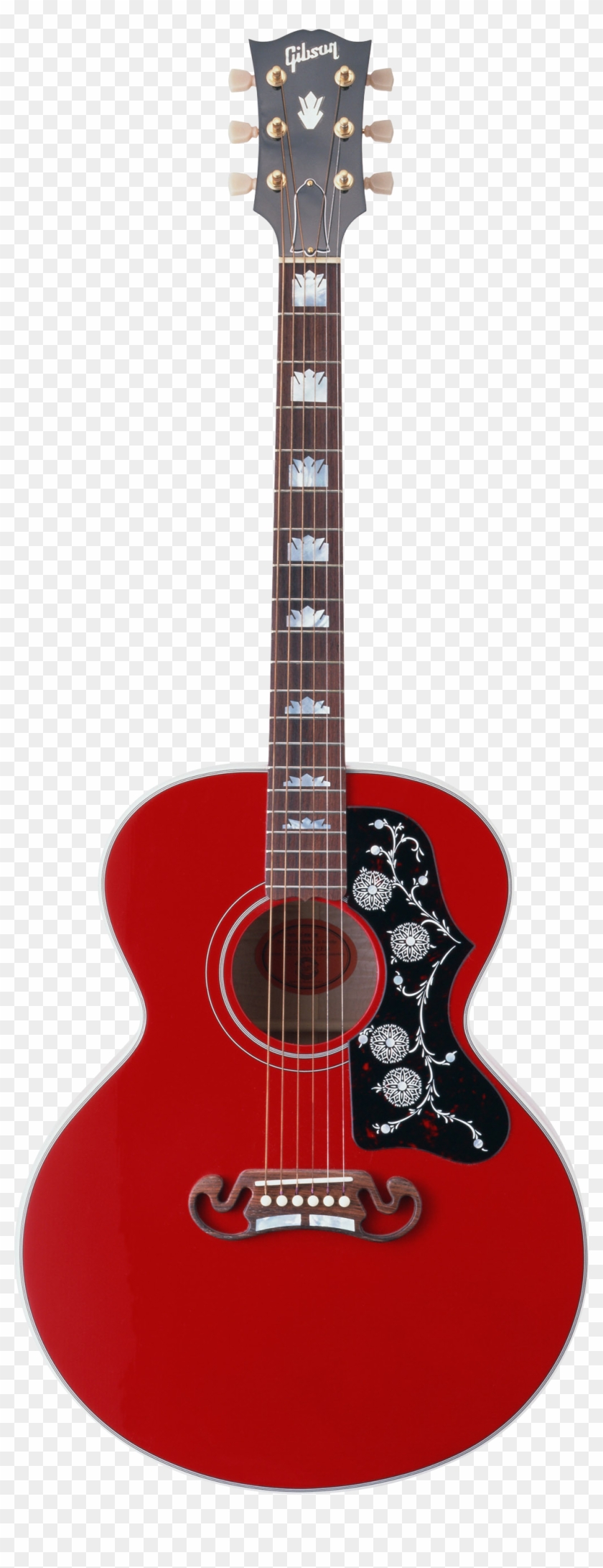 Red Acoustic - Red Color Guitar Png Clipart