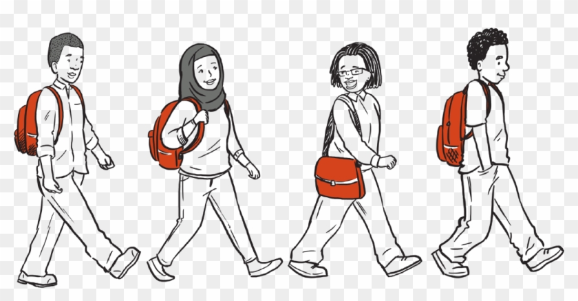 10 Students Walking To School - Students Walking To School Clipart #356895