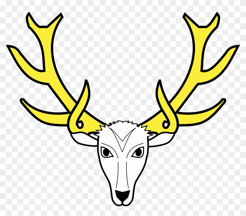 Drawn Antler Heraldic - Coat Of Arms Deer Head Clipart #356977