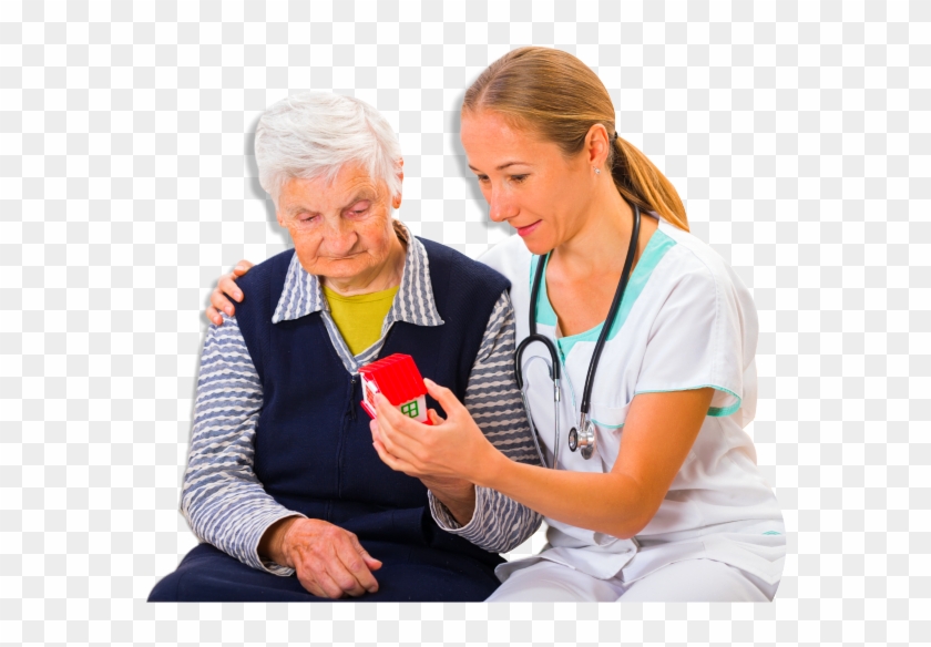 Nurse Comforting The Old Woman - Senior Citizen Clipart
