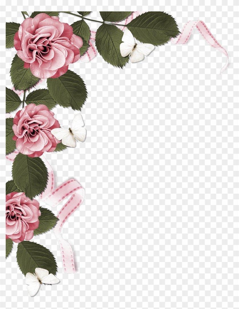 Rose Page Border - Dusty Rose Flower Border Clipart #357632