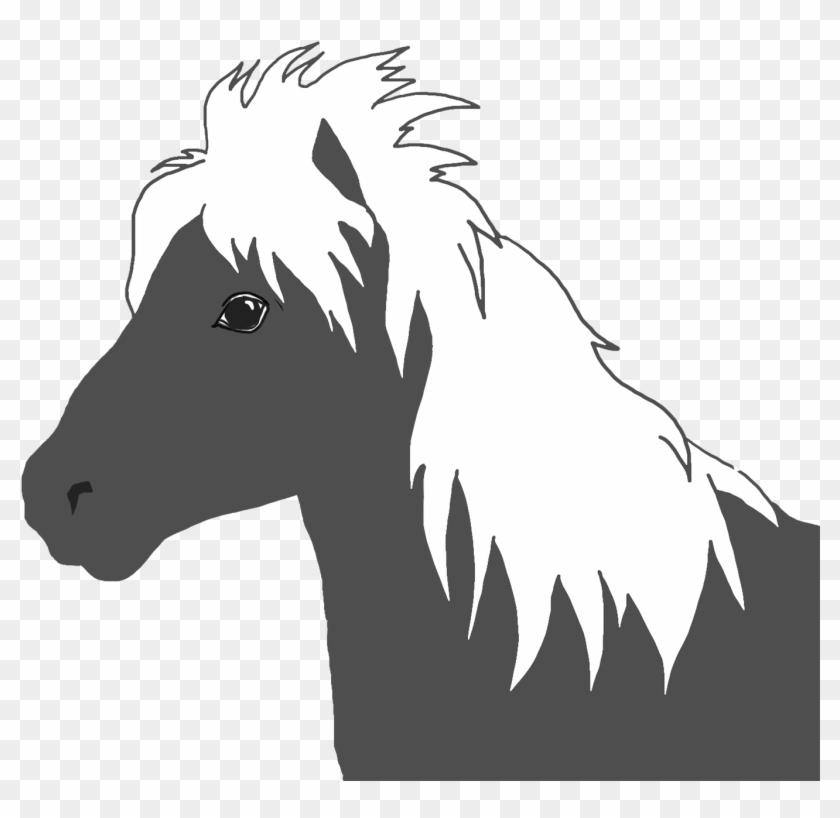 Horse Head Silhouette White Mane Horse Silhouette, - Horse Clipart