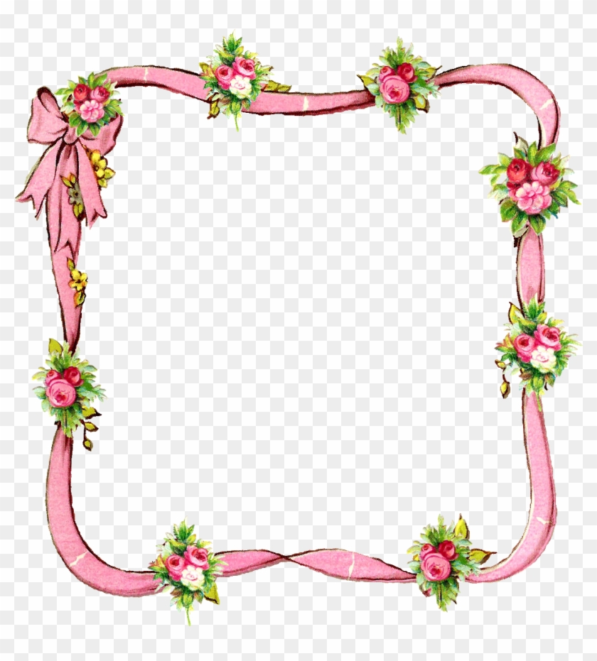 The Pretty Pink Ribbon Digital Designs Beautifully - Flower Border Designs For School Projects Clipart #358232