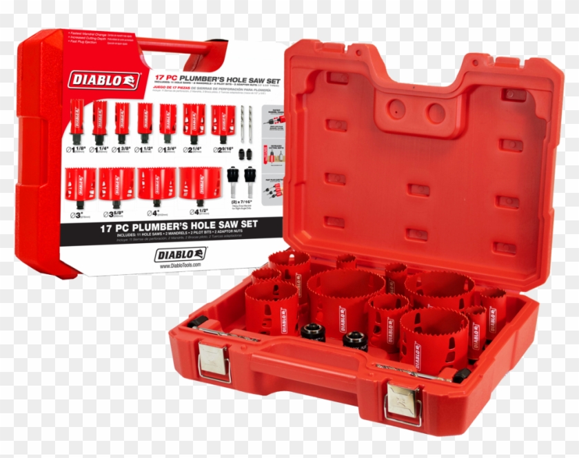 Diablo Hole Saw Set Dhs17spl 17 Piece Bi Metal Plumbers - Diablo Hole Saw Set Clipart #3500980