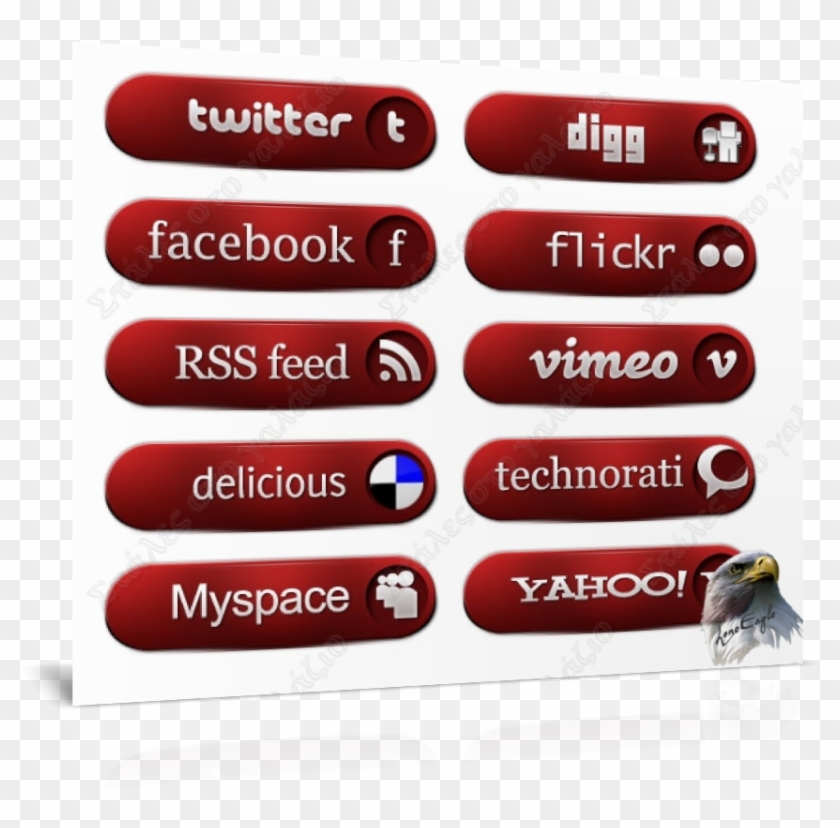 Social Red Buttons Icons, Icons, Social Bookmarks Icons - Twitter Clipart