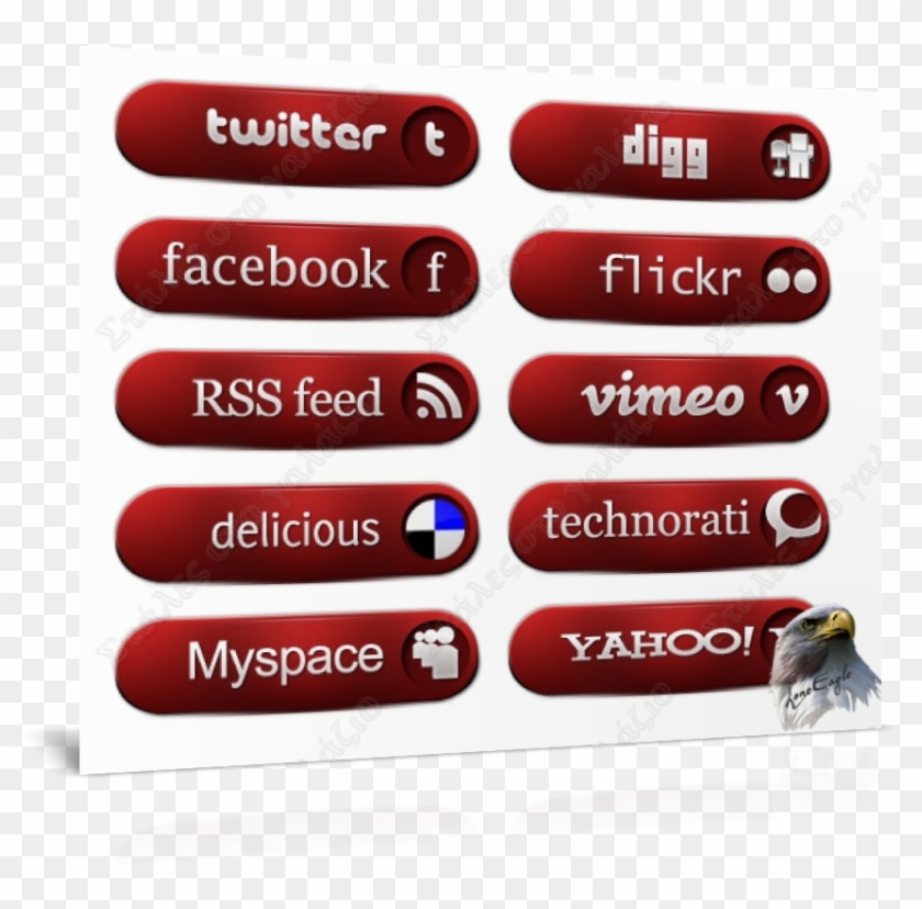 Social Red Buttons Icons, Icons, Social Bookmarks Icons - Twitter Clipart #3501460
