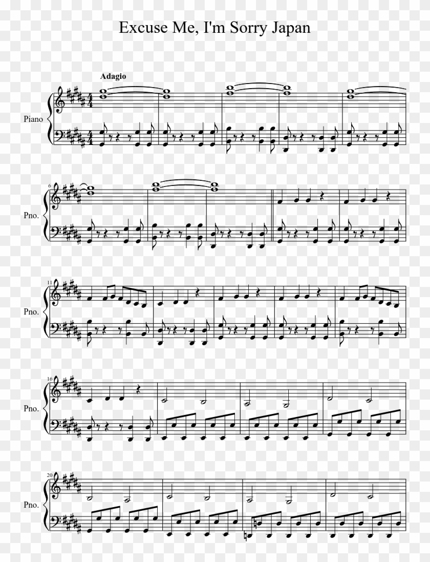 Excuse Me, I'm Sorry Japan Sheet Music 1 Of 6 Pages - Up Theme Song Piano Clipart #3501485