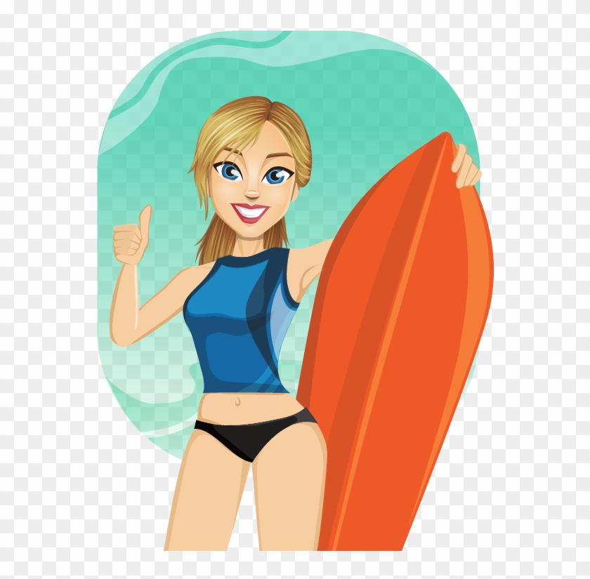 Surfer Clipart - Girl Surfing Clipart Png Transparent Png
