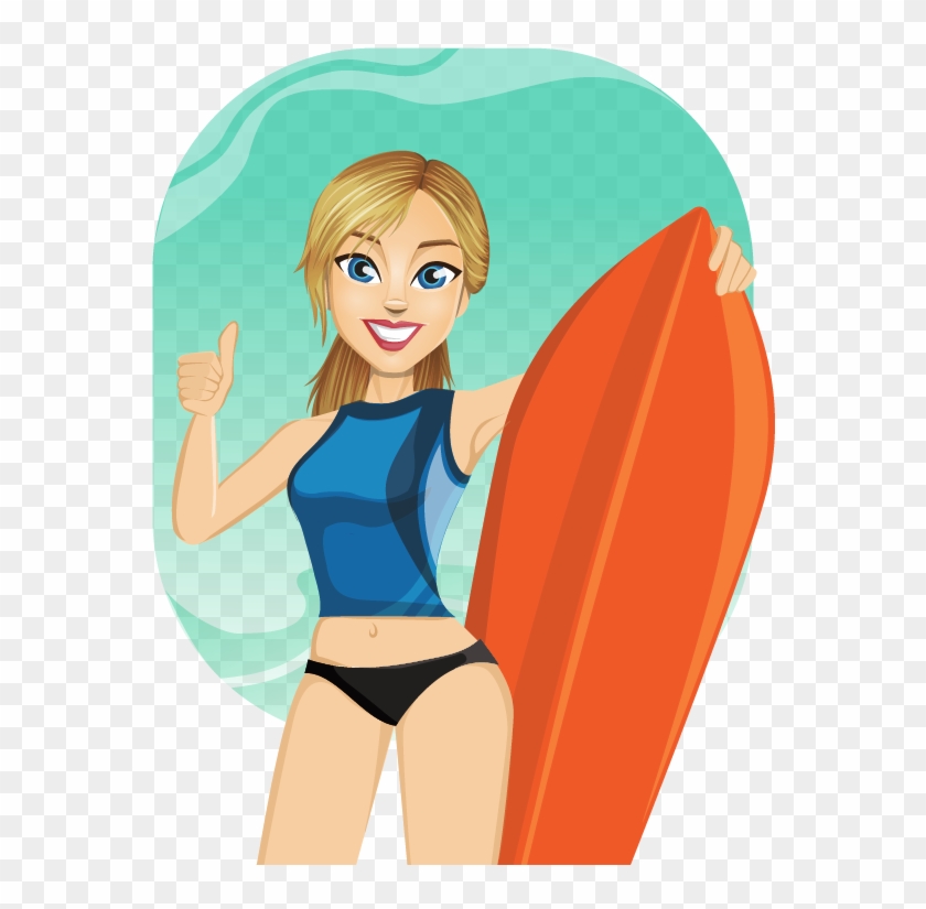 Surfer Clipart - Girl Surfing Clipart Png Transparent Png #3501894