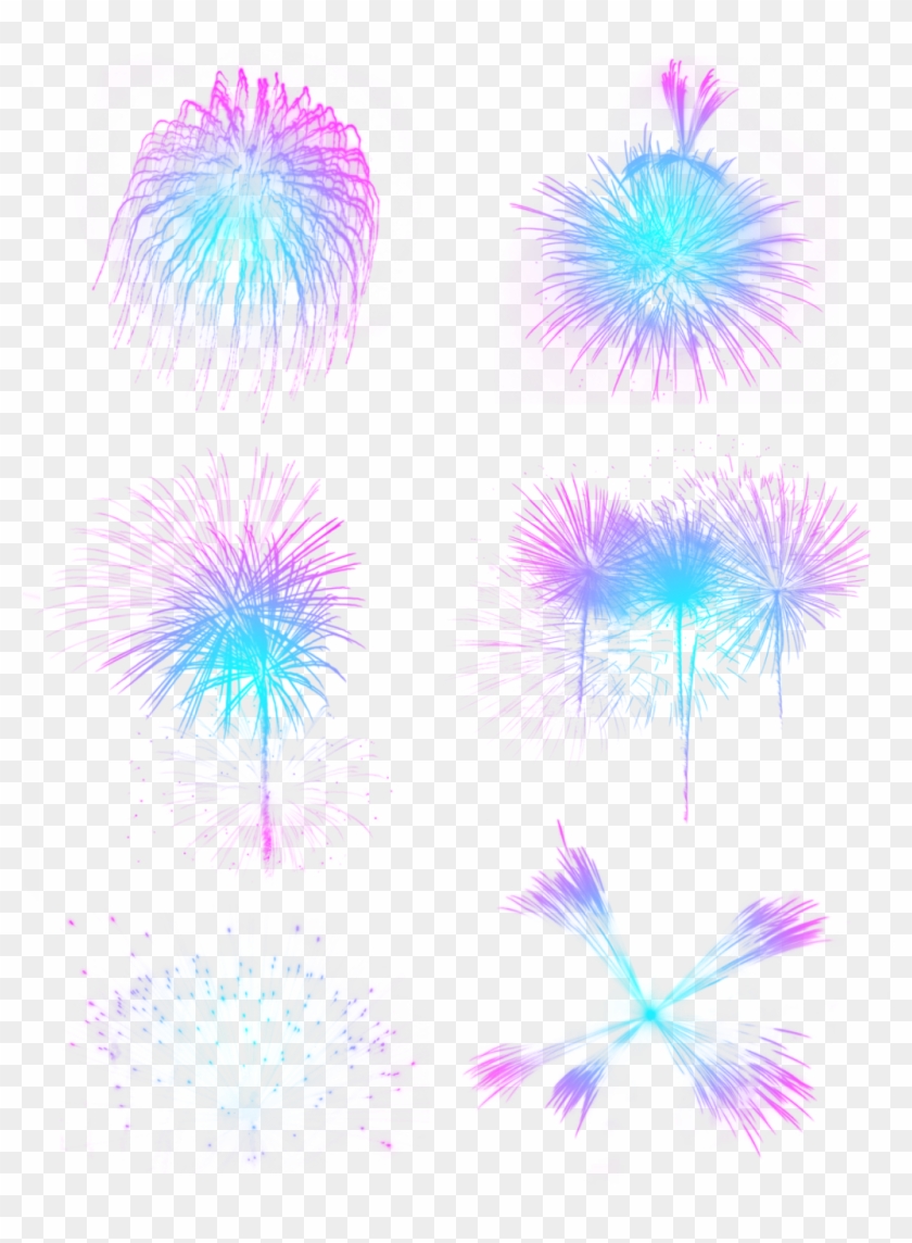 Festive Blue Violet Gradient Fireworks Elements Png Clipart #3502857