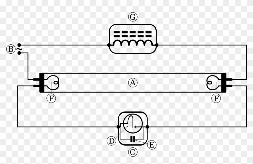 A Preheat Fluorescent Lamp Circuit Using An Automatic - Fluorescent Lamp Schematic Diagram Clipart #3503583