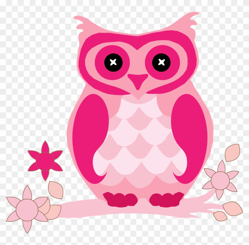 Bird Floral Flowers Flying Owl Png Image - Pink Owl Clipart #3504280