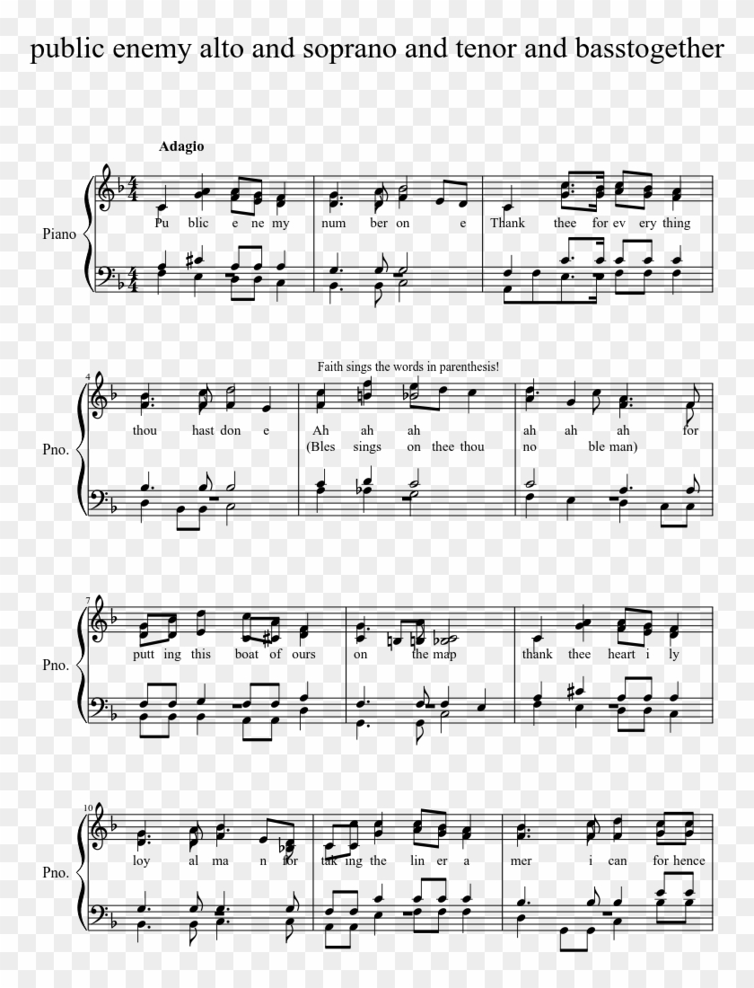 Public Enemy Alto And Soprano And Tenor And Basstogether - Sheet Music Clipart