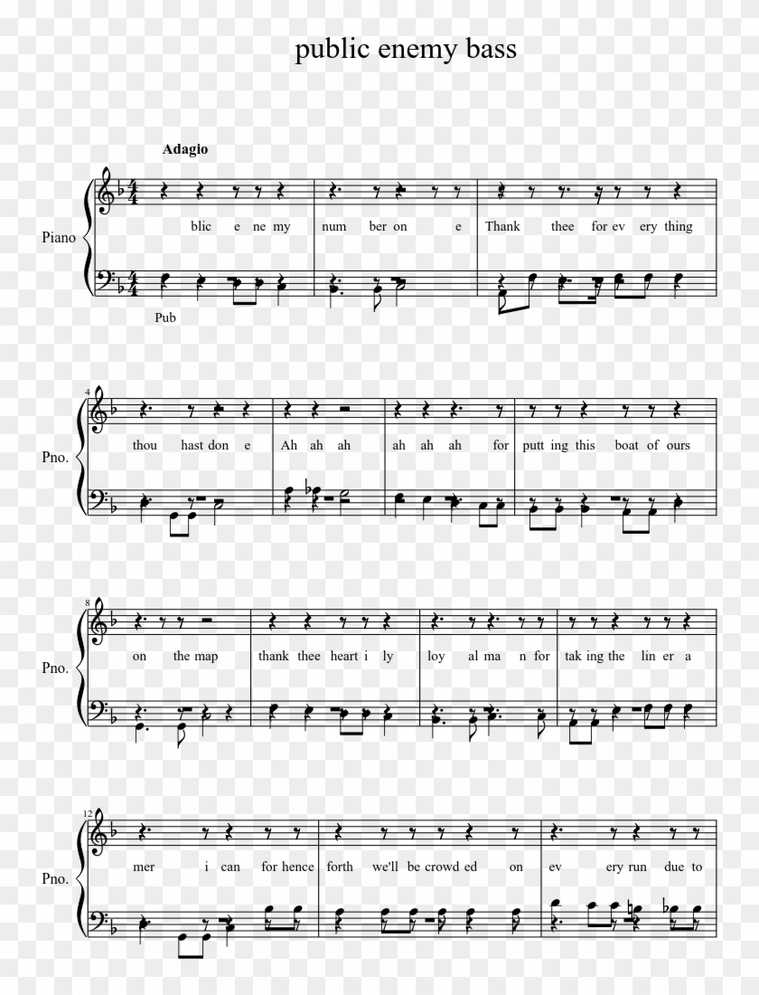 Public Enemy Bass Sheet Music 1 Of 2 Pages - Sheet Music Clipart #3504783