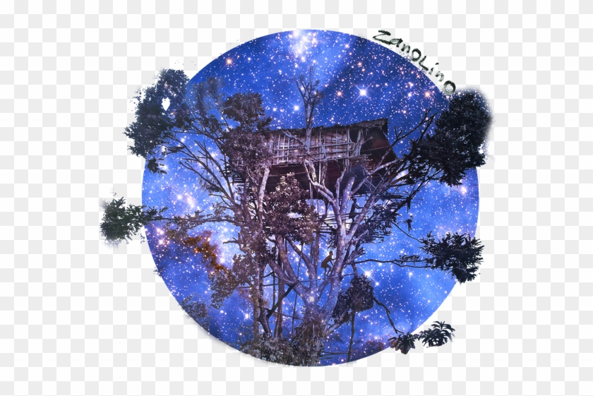Salgado Tree House At Night Circle With Signature - Small Magellanic Cloud Blue Clipart