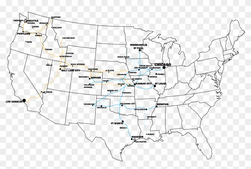Map Showing The Combined Union Pacific And Rock Island - Map Clipart