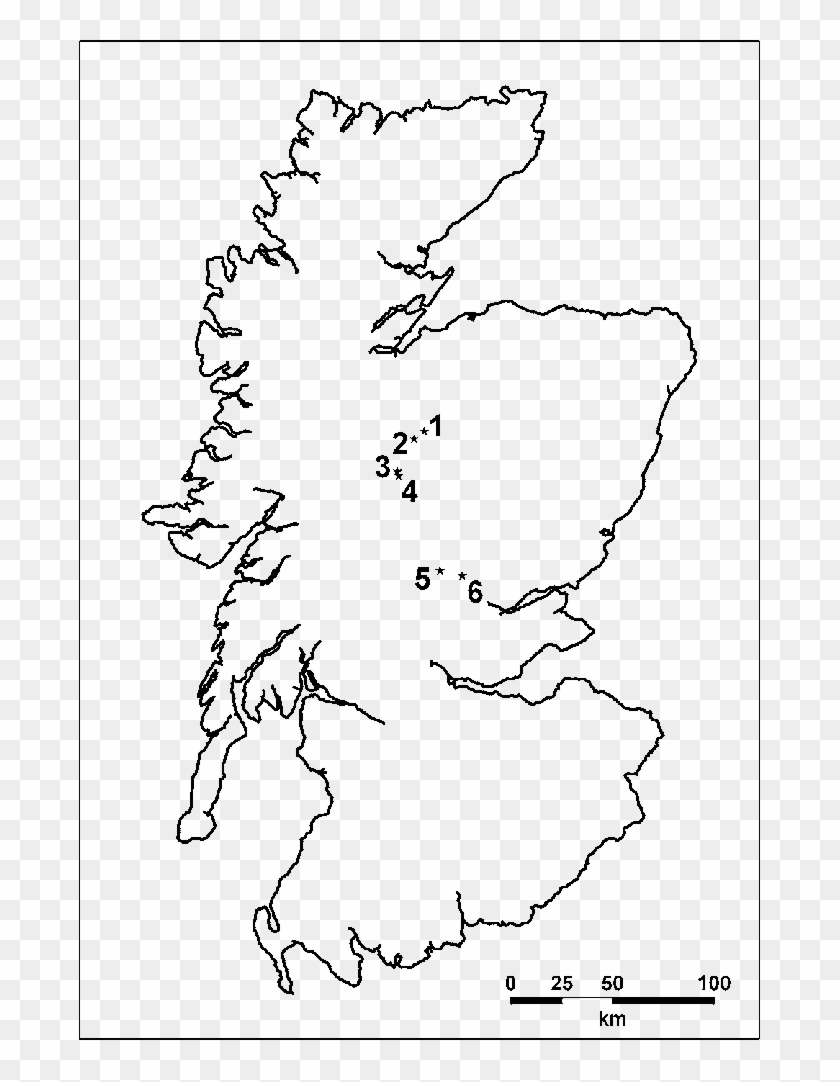 Outline Map Of Scotland Showing The Locations Of The - Fortriu Kingdom Clipart #3508203