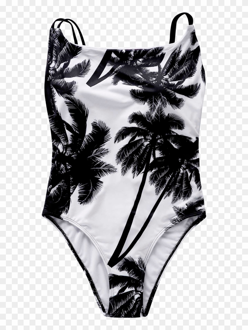 Coconut Palm Print One Piece Swimwear - Swimsuit Bottom Clipart #3511295