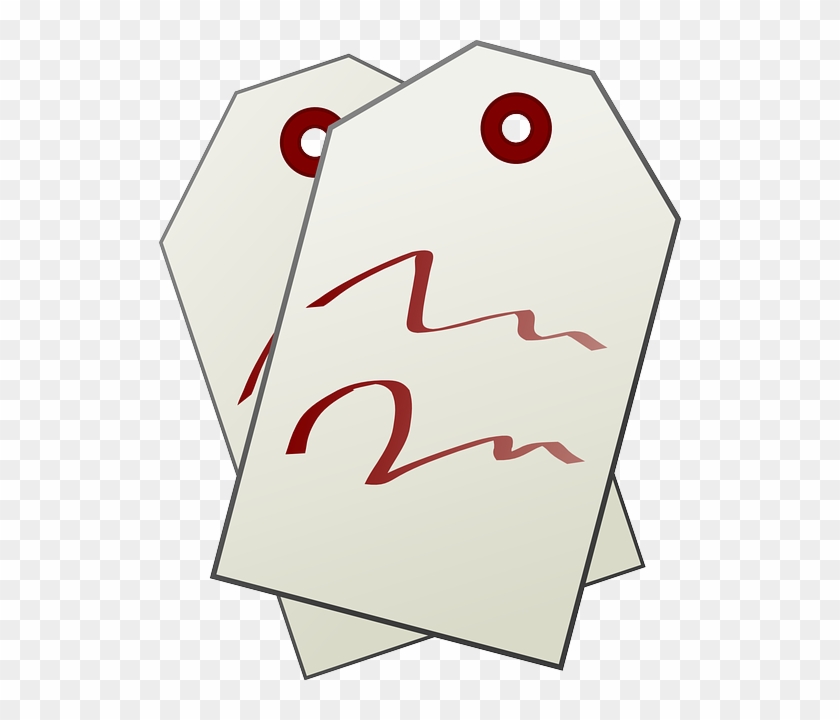 Red, Two, White, Tag, Tags, Overlapped, Price, Scribble - Sign Clipart #3511432