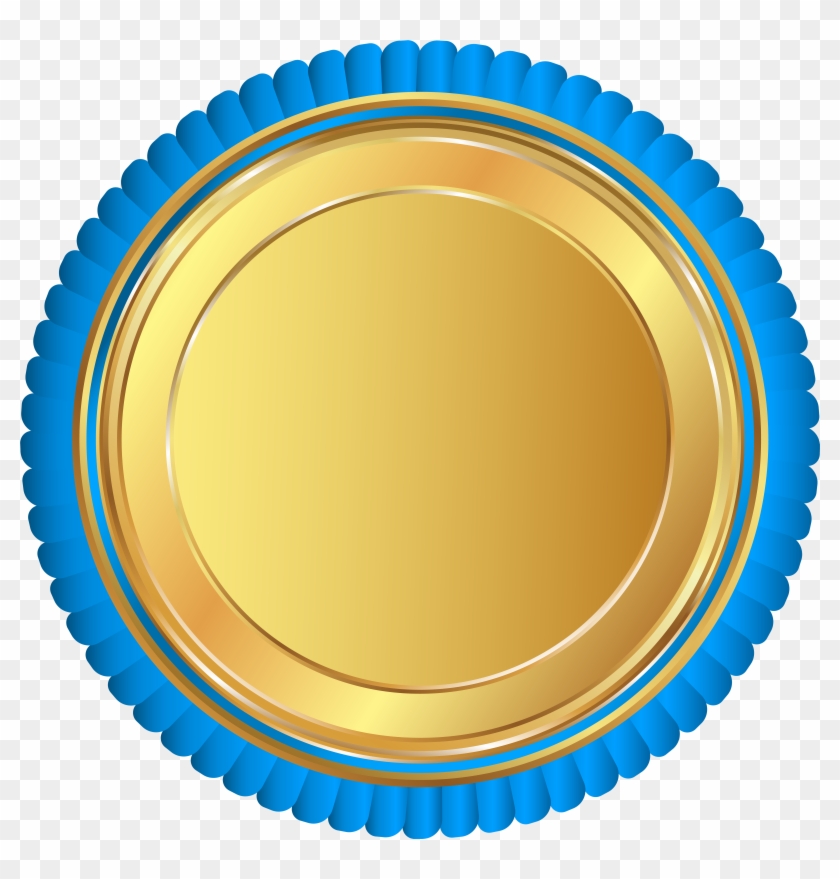 Gold Blue Seal Badge Png Clip Art Image - Gold Badge Vector Png Transparent Png