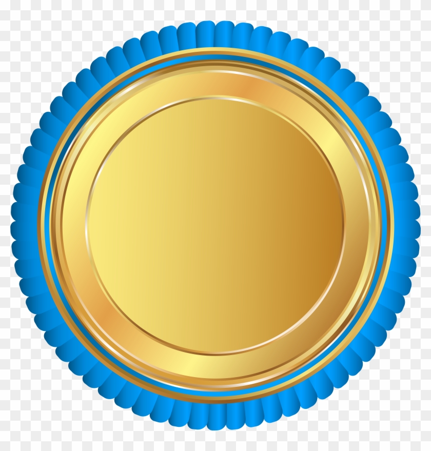 Gold Blue Seal Badge Png Clip Art Image - Gold Badge Vector Png Transparent Png #3513255