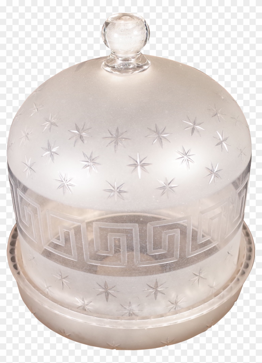 Regency Star Cut And Greek Key Etched Glass Cheese - Dome Clipart
