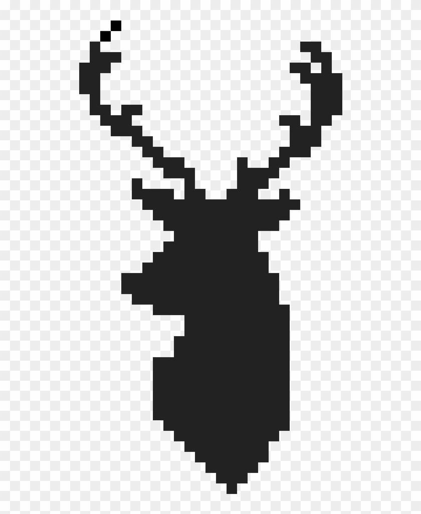 Silhouette Of A Stag - Pixel Art Tete De Cerf Clipart #3516345