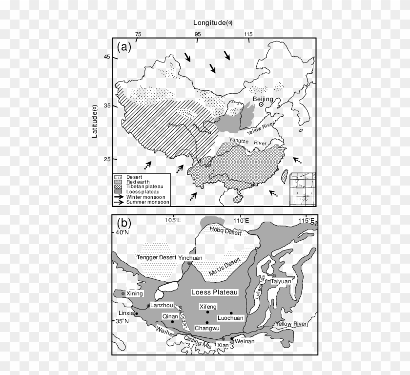 Maps Showing The Modern Environmental Pattern And Loess - Map Clipart #3516905