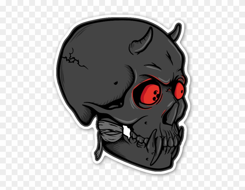 Calavera Demonio Perfil Pegatina - Calavera Perfil Png Clipart