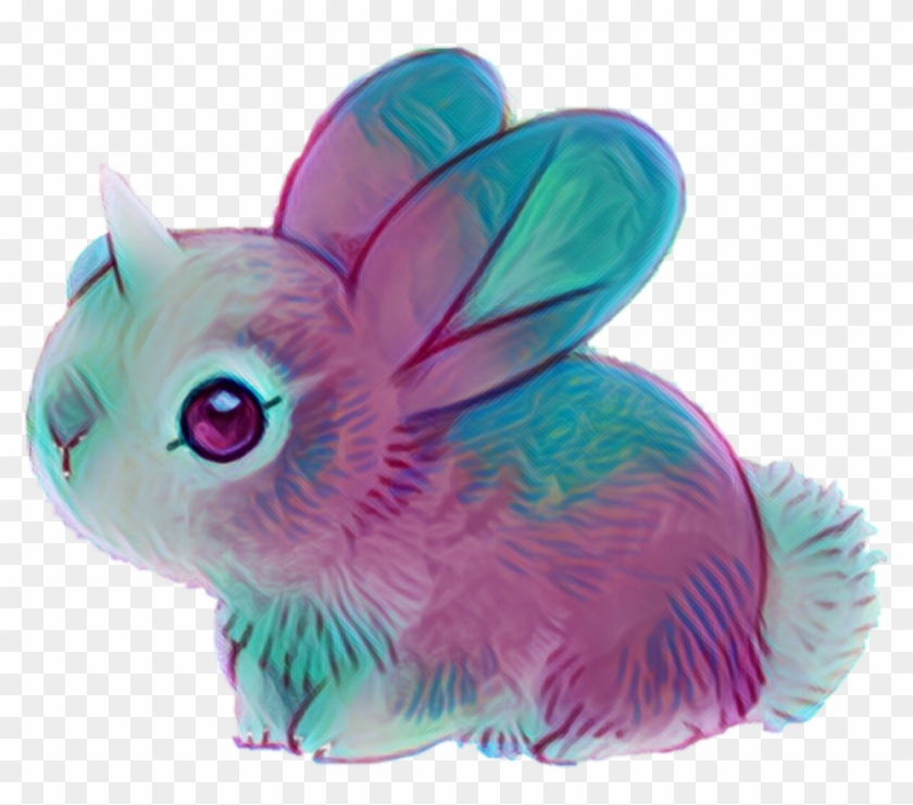 #bunny #easter #horn #ear #fluffy#tail #pink #blue - Bunny With Horn Clipart #3518342