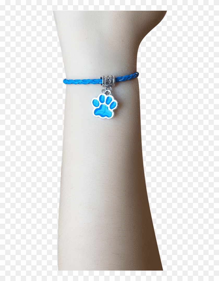 Paw Leather Bracelet In Blue - Silver Clipart