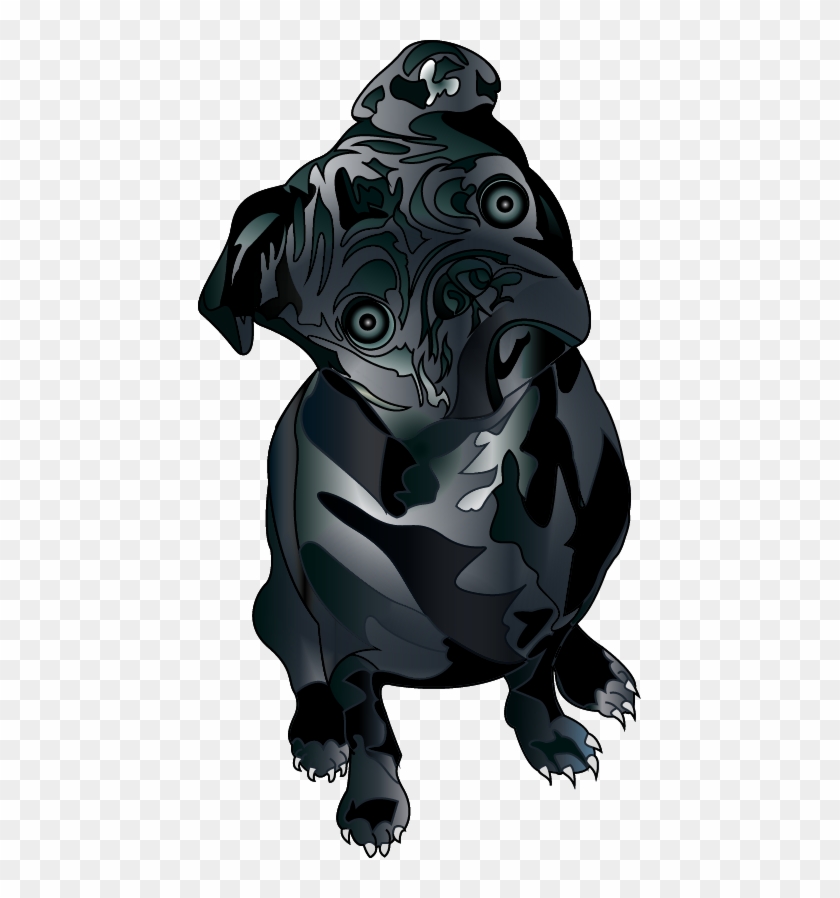 Black Pug - Illustration Clipart