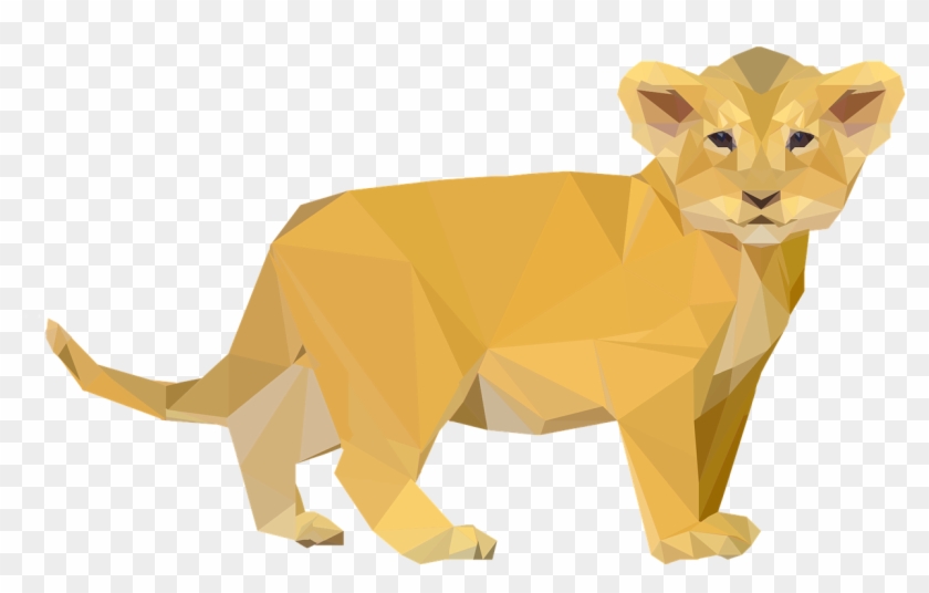 Lion Small Lion Cub Geometric Png Image - Animals Low Poly Png Clipart