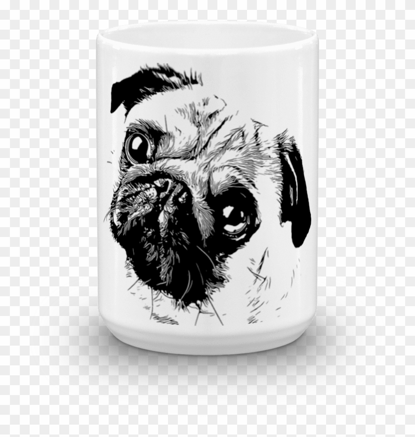 Pug Duotone Comic Black 15oz Mug - Pug Clipart #3518880