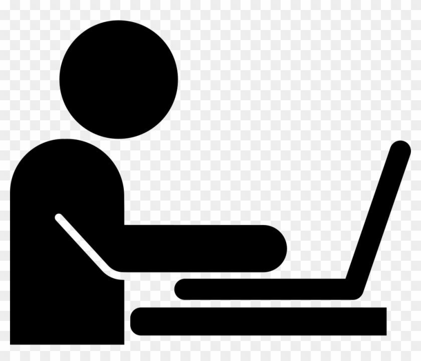 Man Working On A Laptop From Side View Comments - Self Paced Learning Icon Clipart