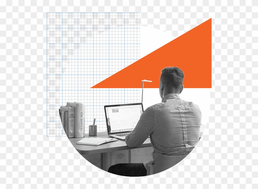 Man Working At His Computer - Business Clipart