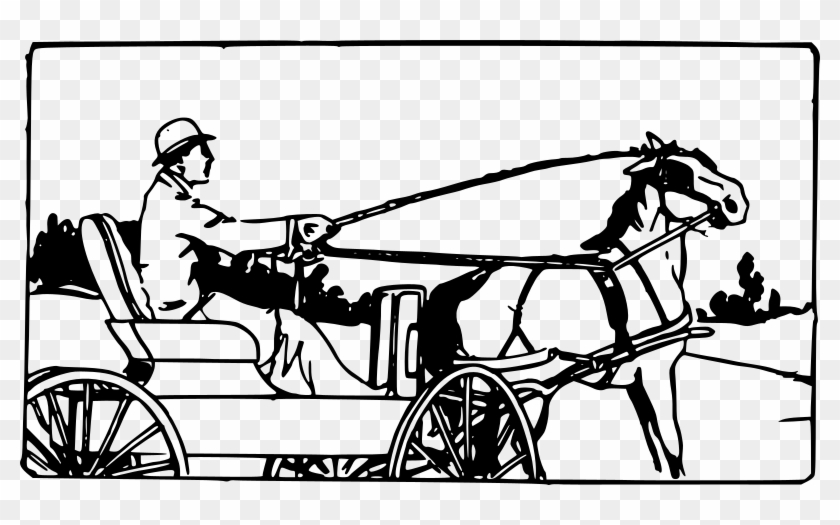 Clip Art Royalty Free Library Horse And Wagon Clipart - Horse Cart With A Man Outline - Png Download