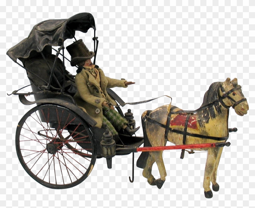 Early Man Doll In Beaver Top Hat Riding In Horse Drawn - Horse And Buggy Transparent Clipart #3520445