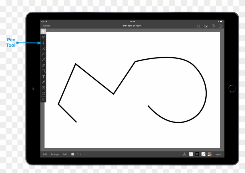 Then With The Pen Tool Selected Tap One End Of The - Tablet Computer Clipart #3521027