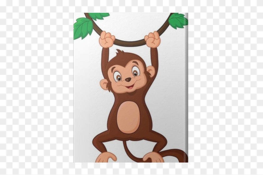 Cartoon Monkey Hanging From Tree - Cartoon Hanging Monkey Clipart #3521243