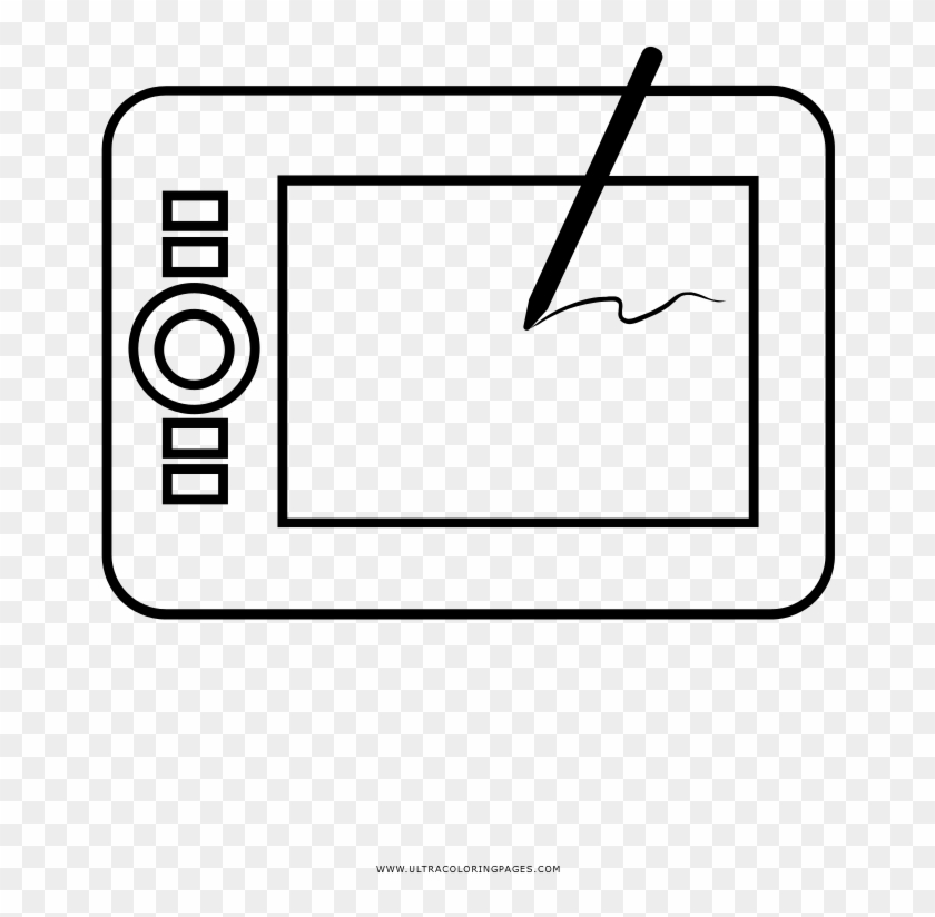 Drawing Tablet Coloring Page - Line Art Clipart